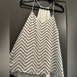 Loft grey and white chevron flowy racer back tank top